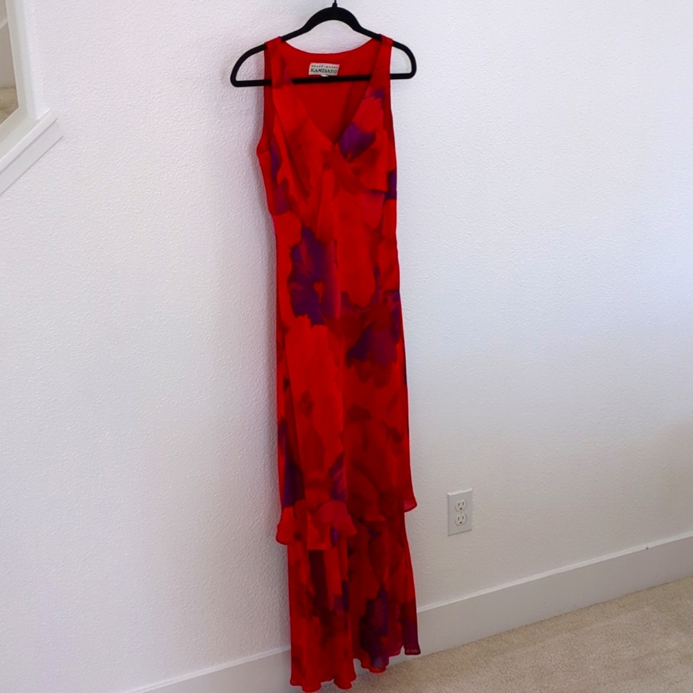 Geary Roark Kamisato Red Floral Gown